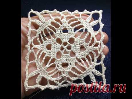 CROCHET lace square motif CROCHET easy motif Ажурный квадратный мотив