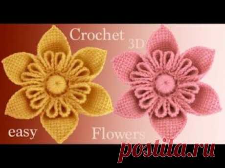 Flores a Crochet en 3D paso a paso estilo Kanzashi tejido tallermanualperu