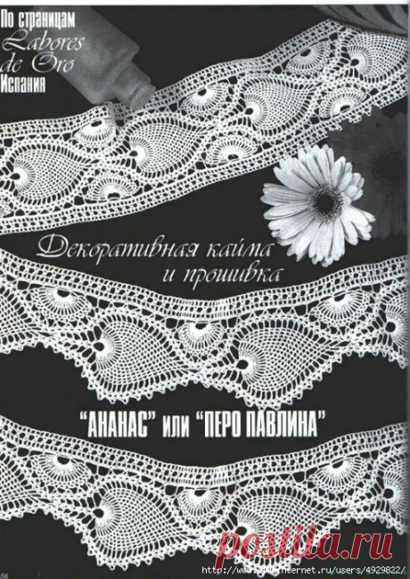 Декоративная кайма и прошивка “Ананас” или “ПЕРО ПАВЛИНА” – САМОБРАНОЧКА рукодельницам, мастерицам