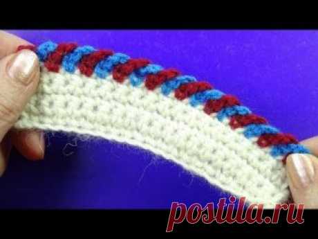 Crochet border Витая кайма крючком из воздушных цепочек вязание крючком урок  379