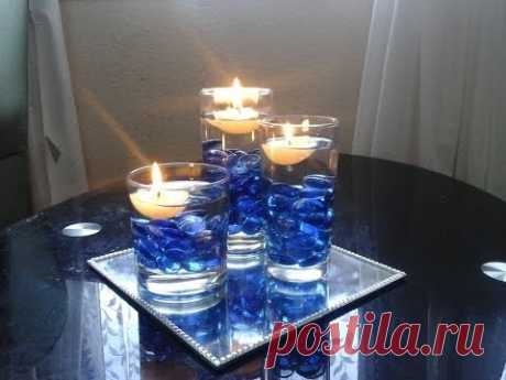 beautiful centrepiece decoration  using floating candles DIY super cheap