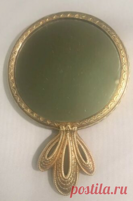 Vintage Ornate Brass Double Sided Purse Hand Mirror 4 3/8&quot; -One Side Magnifying | eBay