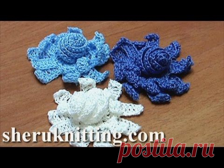 Цветок крючком . Crochet Long Petal Flower With Spiral Center Tutorial 10