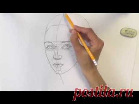 ▶ Уроки рисования. Как нарисовать ЛИЦО ЧЕЛОВЕКА карандашом - YouTube