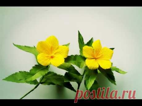 How To Make Turnera Ulmifolia Flower From Crepe Paper - Craft Tutorial