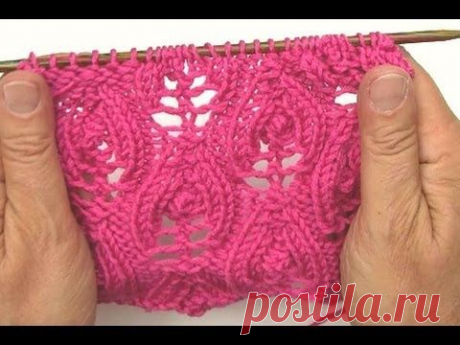How to Knit * Lace stitch &quot;Flaming Hearts&quot; reversible * knitting stitch - YouTube