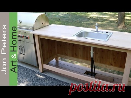 Build an Outdoor Kitchen Cabinet &amp; Countertop with Sink - YouTube