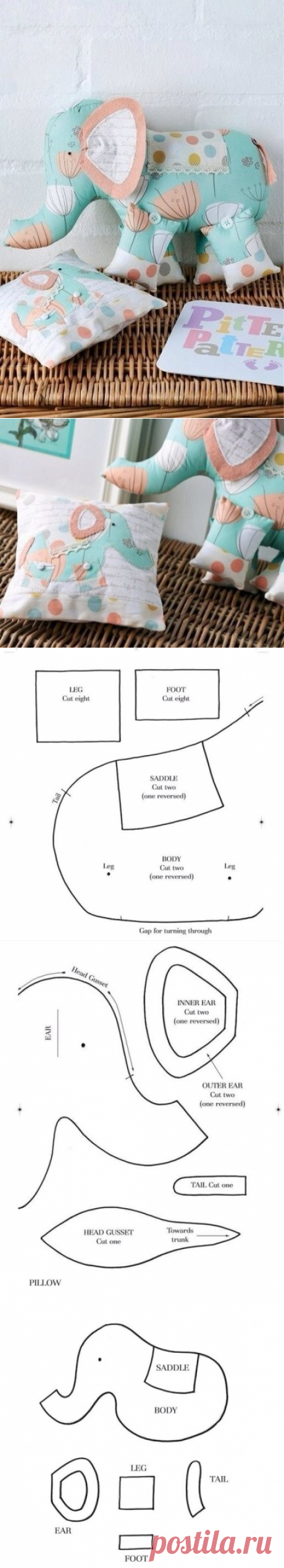 Слоники - забавные подушки-игрушки: выкройки — Сделай сам, идеи для творчества - DIY Ideas