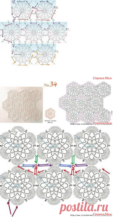 Мотивы без отрыва нити. Схемы. - Все в ажуре... (вязание крючком) - Страна Мам