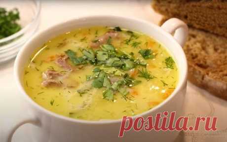 Легкий суп с куриными сердечками и плавленым сыром