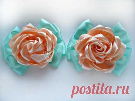 Ribbon flowers \ Цветы из лент \ мастер класс Роза Канзаши \ DIY  \ Rose kanzashi