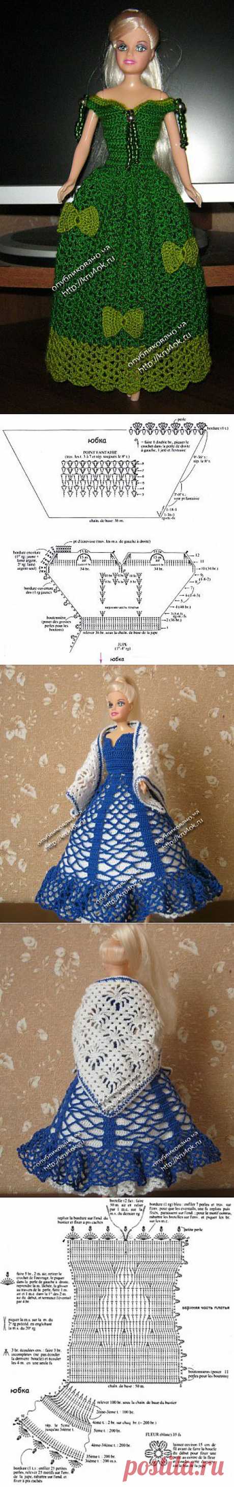 Вязаные крючком платья для кукол - вязание крючком на kru4ok.ru