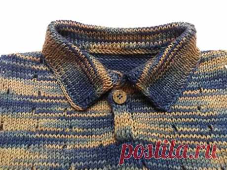Воротник ПОЛО с цельнокроенной планкой #мастеркласс #knitting #вязаниеспицами