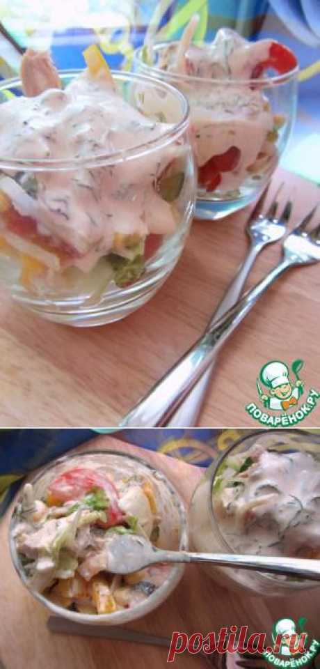 Летний салат с тунцом + заправка-соус с нотками базилика - кулинарный рецепт