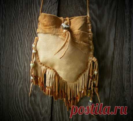 NAVAJO style Medicine Bag / spirit pouch with by pradoleather