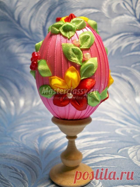 Пасхальное яйцо с цветами из атласных лент. Калейдоскоп. Мастер-класс с пошаговыми фото