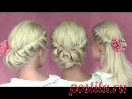 Romantic updo hairstyles for New Year's eve for medium long hair tutorial - YouTube