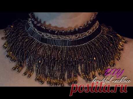 Мастер класс. Бисероплитение. Колье из бисера. Beaded Necklace