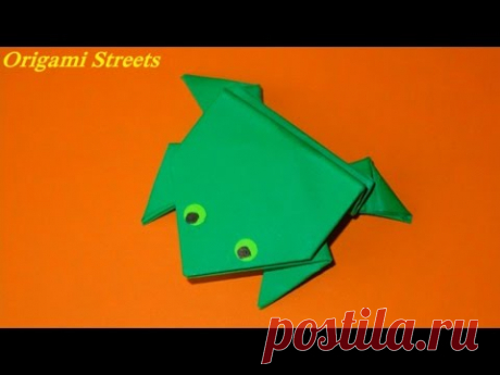 Как сделать лягушку из бумаги. Оригами прыгающая лягушка.
