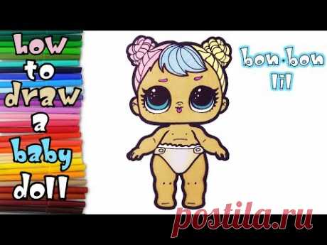 lil sisters dolls - How to Draw lil sister Bon Bon  - Art Colours for Kids - learn to draw