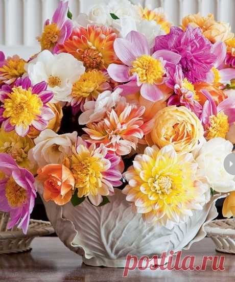 Впечатляющие осенние букеты из георгин разных оттенков: 42 фото красивых цветочных композиций