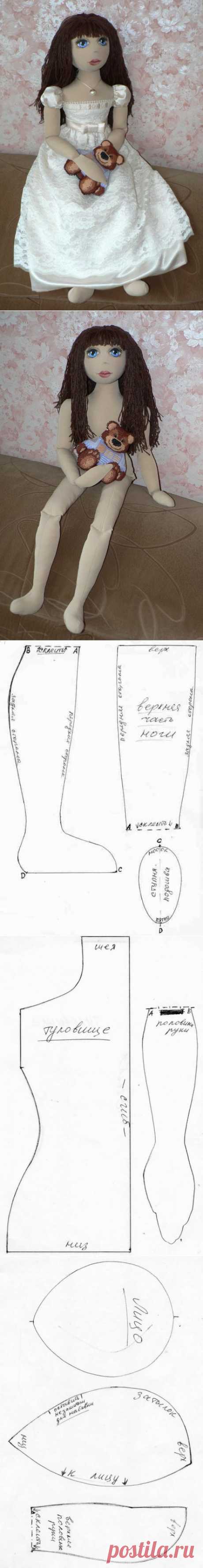 Выкройка текстильной куклы Мишель.