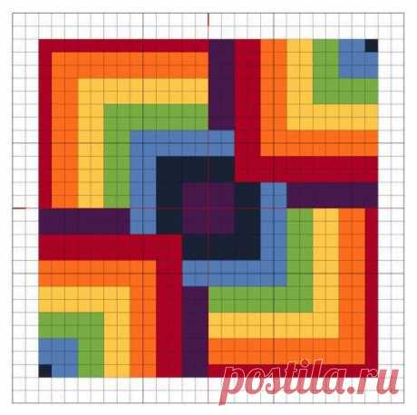 Cross Stitch Rainbow Block 8