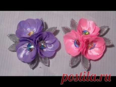 DIY | kanzashi flower | cara membuat bros dari pita satin