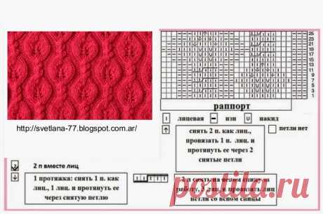 Вязание спицами. Узоры, Схемы и Видеоуроки - Svetlana Tim: УЗОР АЖУРНЫЕ ЛИСТИКИ И КОСИЧКИ Вязание спицами # 14