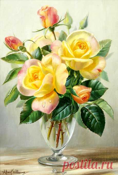 Дамы!! Цветы от Альберта Вильямса (Albert Williams, 1922-2010, English artist) сегодня и всегда для Вас!!