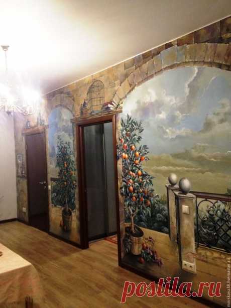 Роспись стен в кухне - столовой - гостинной – заказать на Ярмарке Мастеров – 7JBANRU | Декор, Москва