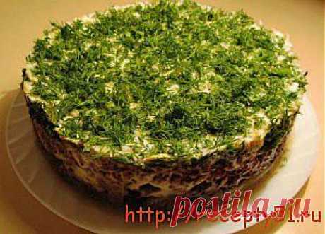 Салат из печени с рисом