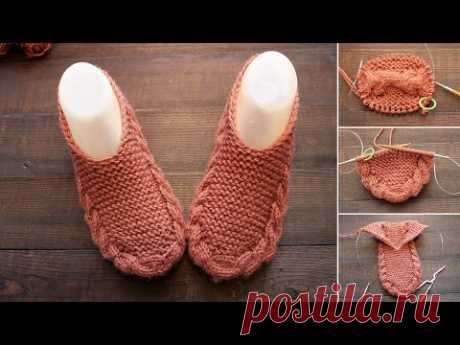 Новый способ вязания бесшовных следков спицами ♚ New seamless slippers knitting tutorial