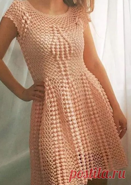 Вязаное летнее платье крючком By Beleza, схема