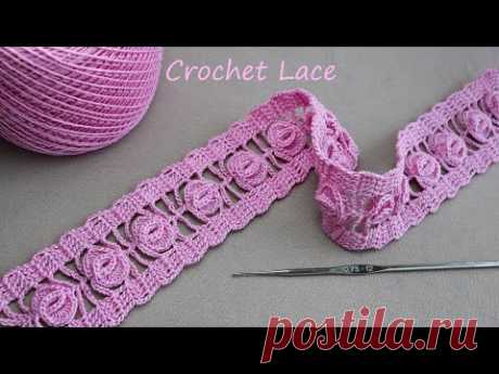 Необычный объемный УЗОР цветочного КРУЖЕВА вязание крючком SUPER Beautiful Flower Pattern Crochet