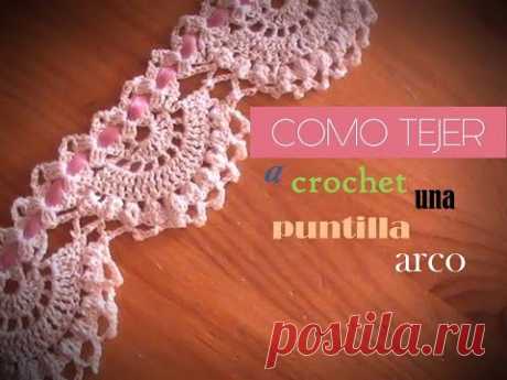 Como TEJER a CROCHET una sencilla PUNTILLA en arco (diestro)