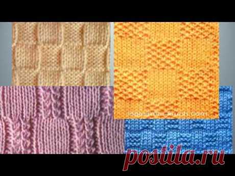 Узоры КВАДРАТЫ -  КЛЕТКИ - 1 спицами со схемами  Knitted Knitting Diy