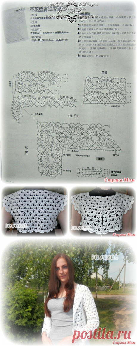 Белый ажурный кардиган регланом. Описание. - Вязание - Страна Мам