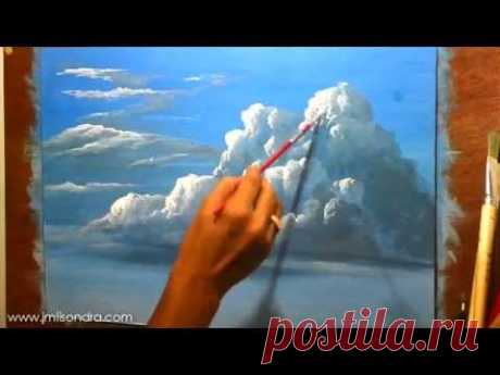 How to Paint Clouds in Acrylic - Instructional Painting Lesson by JM Lisondra