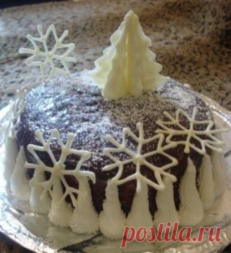 Новогодний торт «Снежные вершины» со сливочным кремом | Рецепты тортов, пошаговое приготовление с фото