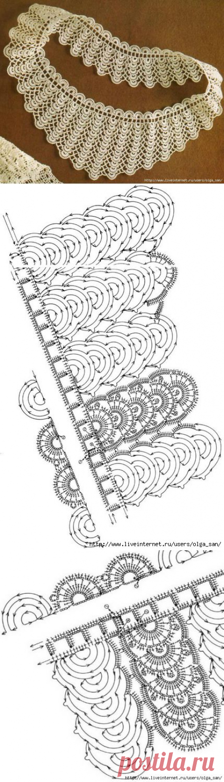 Необычный воротник крючком. Схемы