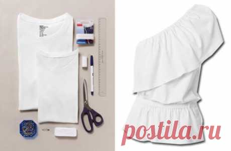 Топ с баской из двух футболок (Diy) / Футболки DIY / Модный сайт о стильной переделке одежды и интерьера