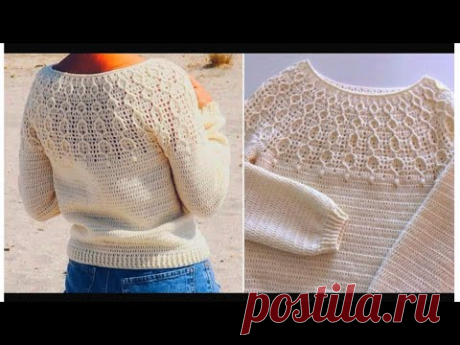 حصري بلوزة نسائي بغرزة خلية النحل How to a crochet blouse with honeycomb stitch  قناة كروشية يوتيوب