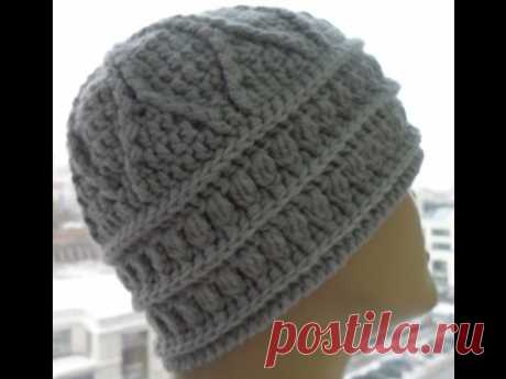 Женская шапка рельефными узорами крючком 2 часть(relief pattern to crochet hats) (Шапка #31)