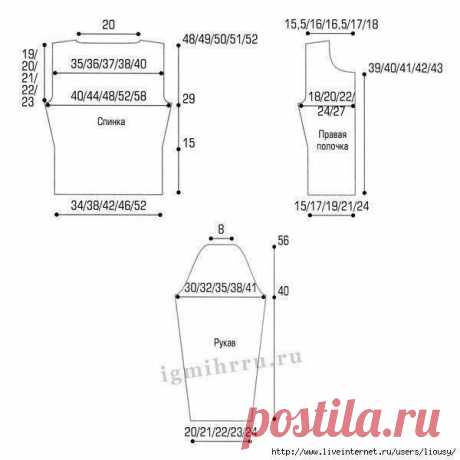 Универсальные выкройки для вязания жакетов и пуловеров
Сохрани себе
Частенько бывает, что хочется что-то связать и узор выбран, но из-за отсутствия выкройки вязание вызывает затруднение... Предлагаю универсальные выкройки жакетов и пуловеров для различных размеров. Размеры российские. Приятного всем рукоделия!
Жакет
Размер 34-36 (38-40) 42-44 (46-48) 50-52