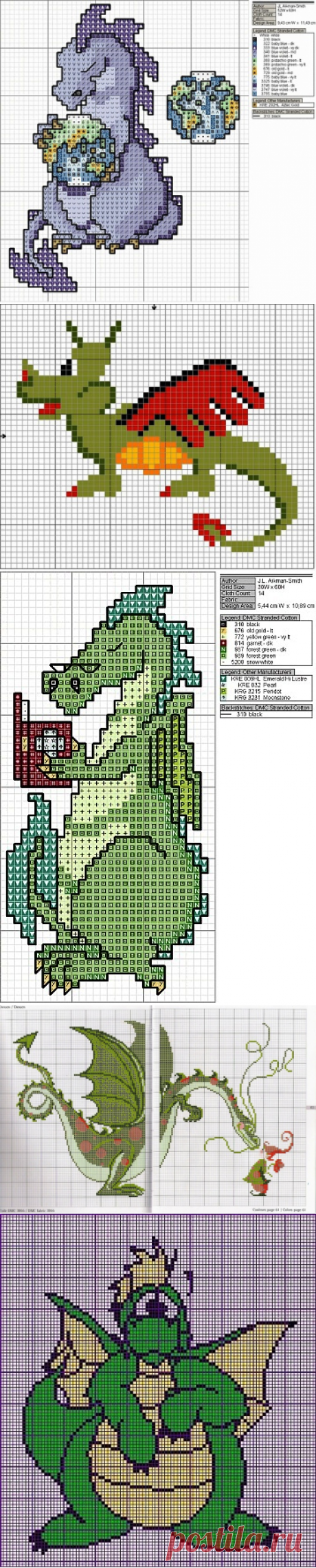 ДРАКОНЫ. СХЕМЫ ВЫШИВКИ КРЕСТОМ