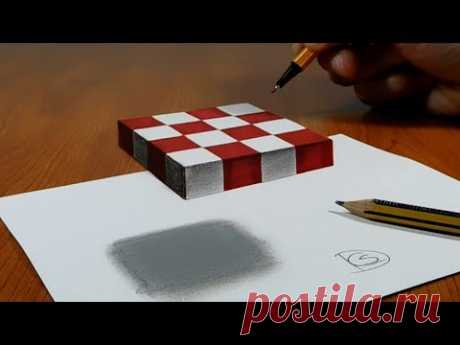 3D Trick Art on Paper, Floating chess