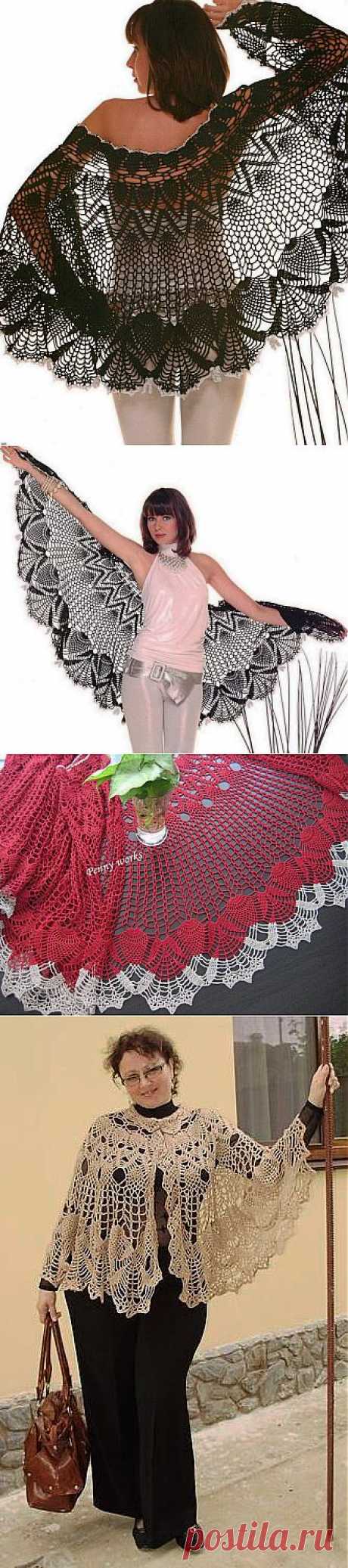 Crochet Shawls: Crochet Lace Shawl Cape - Gorgeous Crochet Pineapple Lace