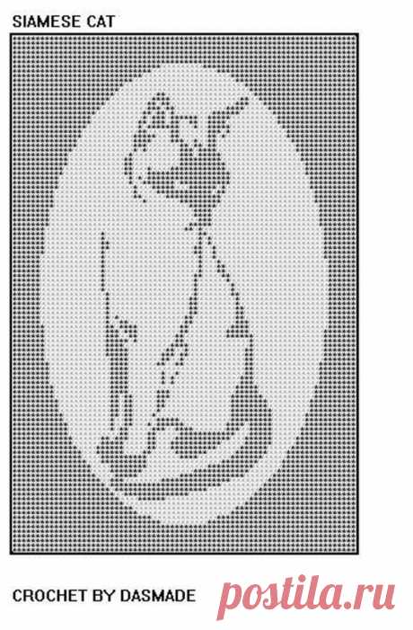 Siamese Cat Filet Crochet Afghan Doily Wall Hanging Pattern 15 | Etsy