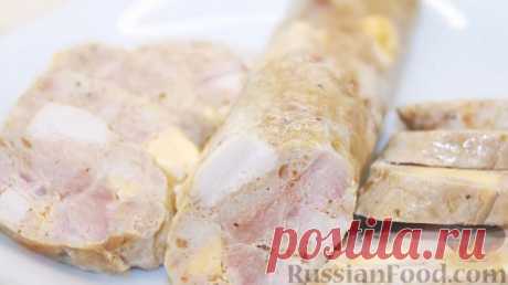 Простая домашняя куриная колбаса со свининой и сыром